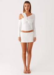 Cloud Kiss Asymmetric Long Sleeve Top - Cream