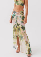 Zenta Ruched Maxi Skirt - Rainforest