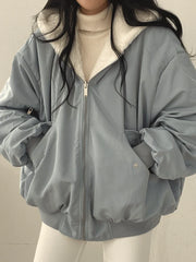Daniela Teddy Oversize Jacket Women – Soft Reversible Bomber with Pockets & Streetwear Style