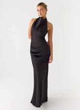 Back To Life Halter Maxi Dress - Black