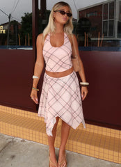 Fit Check Halter Top - Pink Check