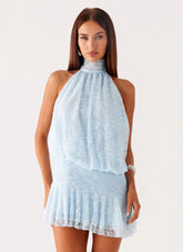 Willow Lace Mini Dress - Blue