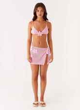Palazzo Crochet Wrap Skirt - Pink