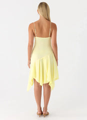 Aysha Beaded Flower Midi Dress - Yellow