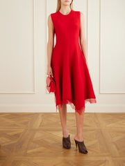 Lace-trimmed jersey midi dress