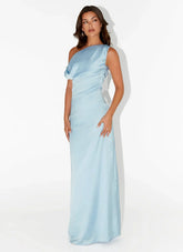 Heart Of Glass Satin Maxi Dress - Blue