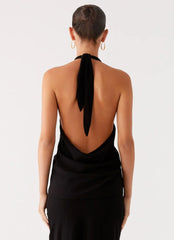 Michaella Chiffon Twist Top - Black