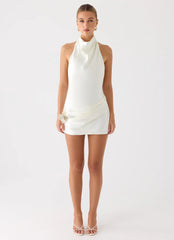 Play It Out Cowl Mini Dress - Ivory