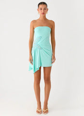 Ocean Dream Strapless Mini Dress - Turquoise
