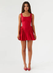 Sassy Soiree Corset Mini Dress - Red
