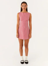Lotus Tie Back Mini Dress - Red Gingham