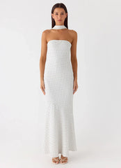 Under The Pagoda Maxi Dress - White Polkadot