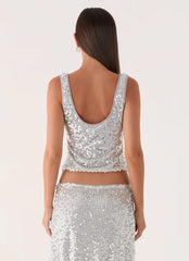 Evodia Sequin Tank Top - Silver