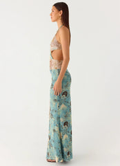 Rebel Beaded Maxi Dress - Aqua Blur