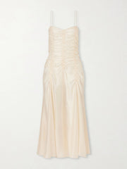 Raina ruched silk-blend midi dress
