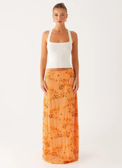 Corinna Low Rise Sequin Maxi Skirt - Orange
