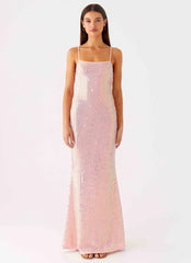 Attitude Knit Sequin Maxi Dress - Iridescent Pink