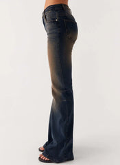 Oregon Flared Denim Jeans - Dirty Black Wash