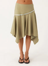 Zafira Midi Skirt - Pale Olive