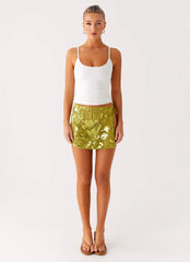 Cancun Sequin Mini Skirt - Lime