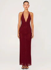 Keliese Beaded Maxi Dress - Burgundy