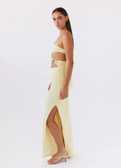 Into Pieces Mesh Maxi Dress - Lemon