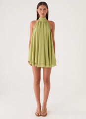 Lyrah Halter Mini Dress - Lime