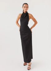 Cartia Linen Maxi Dress - Black