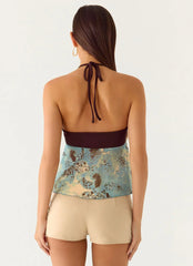 Lyrica Halter Top - Aqua Blur