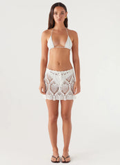 Malta Mood Crochet Mini Skirt - White