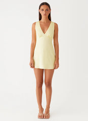 Veena Satin Mini Dress - Yellow