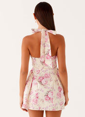 Rosalie Halter Mini Dress - Vintage Pink Floral
