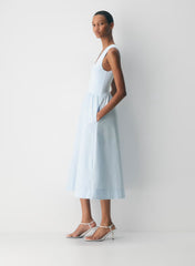 Cotton poplin midi dress with Contour bodice