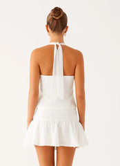 Lets Pretend Halterneck Top - White