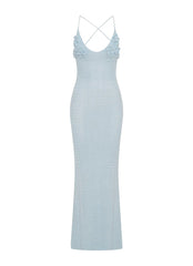 Zara Rose Crochet Maxi Dress - Blue