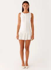 Meggie Linen Mini Dress - White