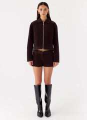 Jeremy Faux Suede Shorts - Chocolate