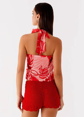 Lets Pretend Halterneck Top - Sicily Sunsets Print