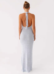 Novalee Flower Crochet Maxi Dress - Blue