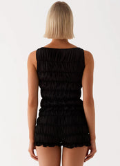 Messina Ruched Tank Top - Black