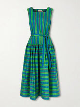 Margo belted striped organic cotton-poplin midi dress