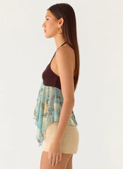 Lyrica Halter Top - Aqua Blur