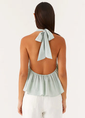 On Repeat Halter Top - Green Stripe