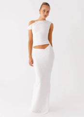 Galantis One Shoulder Maxi Dress - White