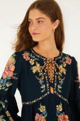 Dark Blue Maira Floral Mini Dress