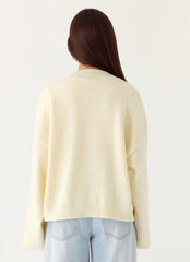 Annie One Button Cardigan - Ivory Cream