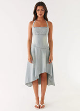 Tanisha Denim Midi Dress - Washed Blue