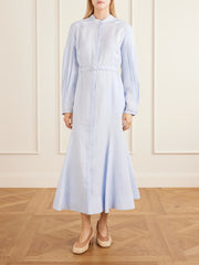 Lydia belted linen midi dress