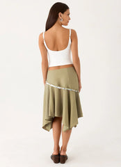 Zafira Midi Skirt - Pale Olive