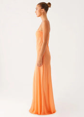 Mattie Strapless Maxi Dress - Orange
